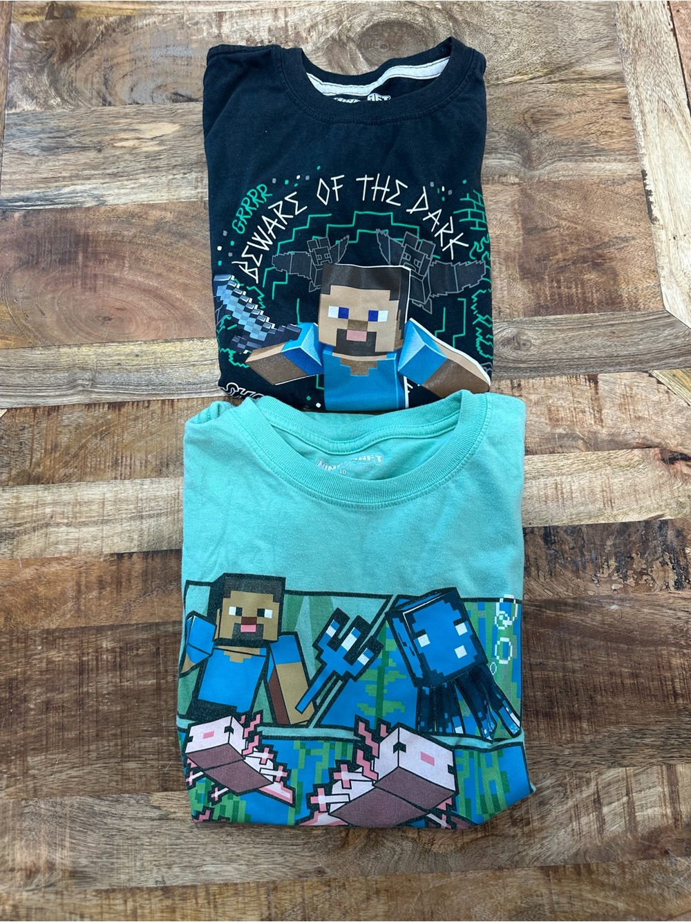 Minecraft Kids Short Sleeve Tees - Black & Aqua